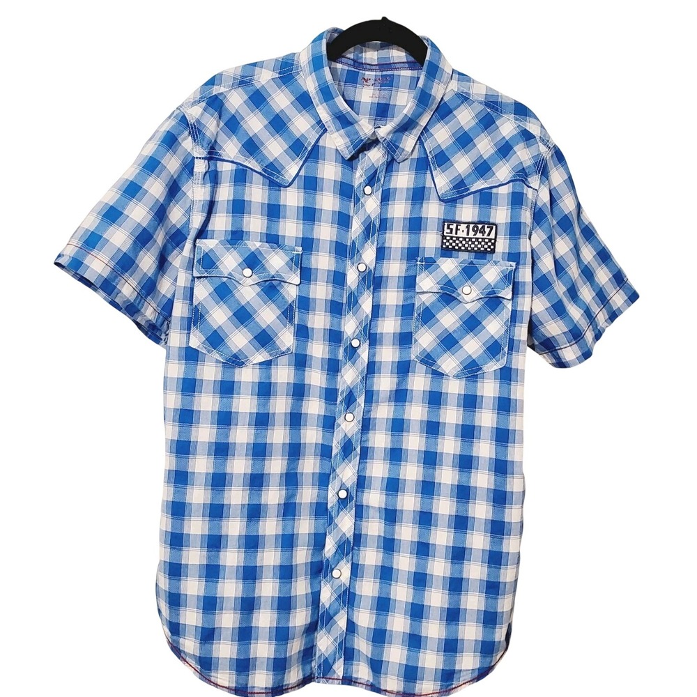 Men's Arizona‎ Jean Co. Short Sleeve Western Snap Shirt  1968 Del Mar Size XL